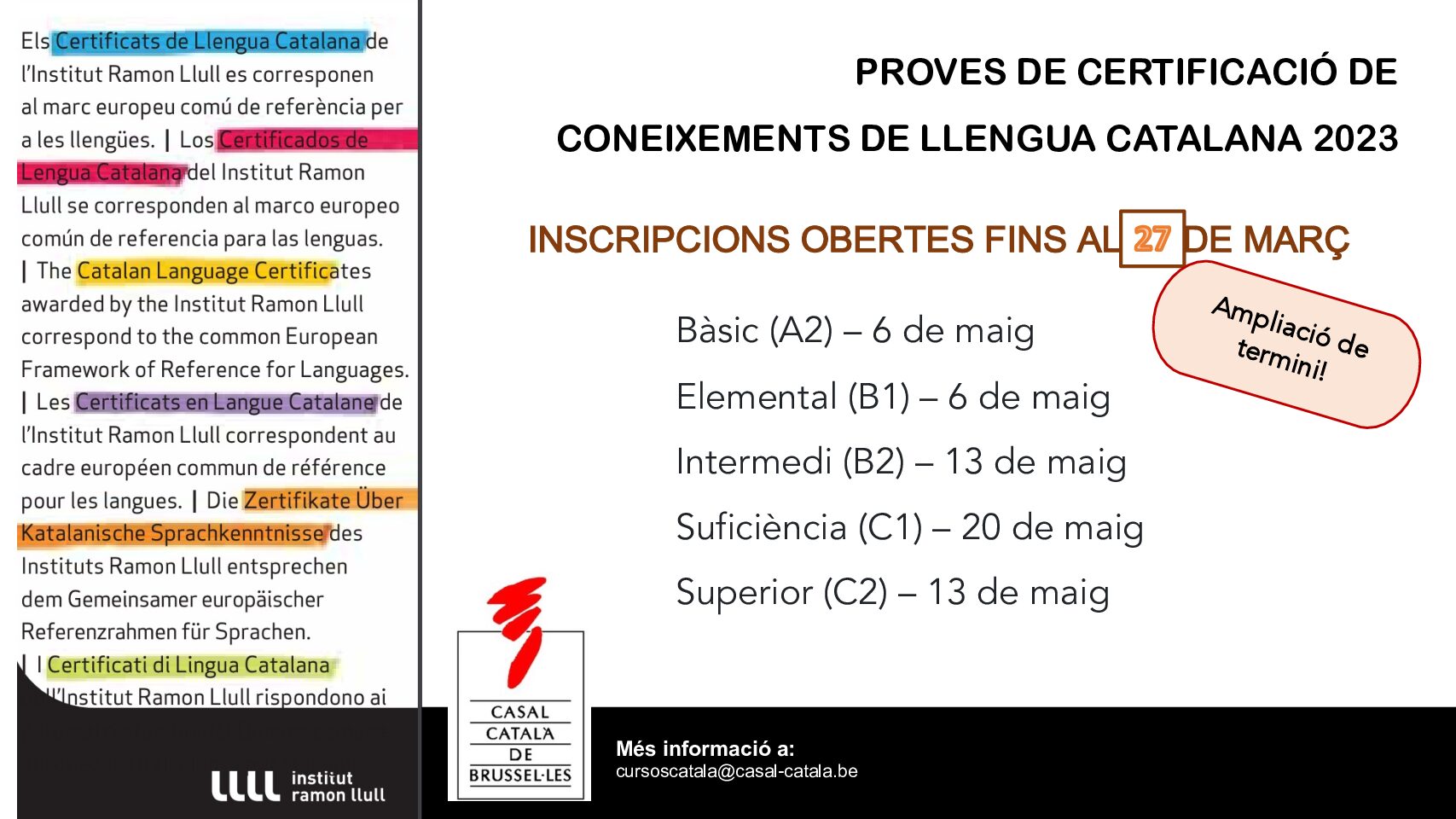 proves de certificació de coneixements de llengua catalana 2023