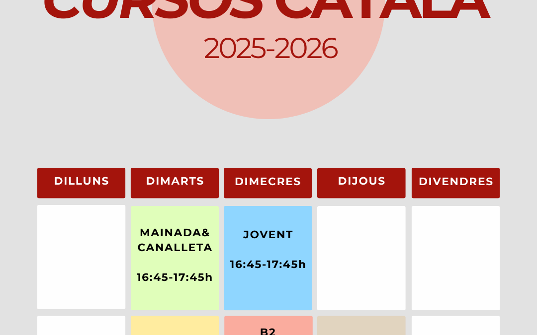 MATRÍCULA OBERTA! CURSOS DE CATALÀ 2025-2026